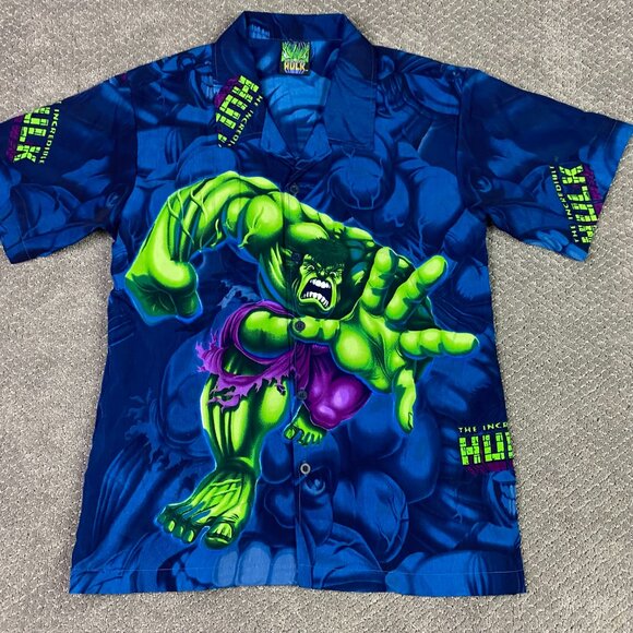 Vintage The Incredible Hulk Shirt Men's Small Button Up Down 2002 Marvel Comics - Picture 1 of 10